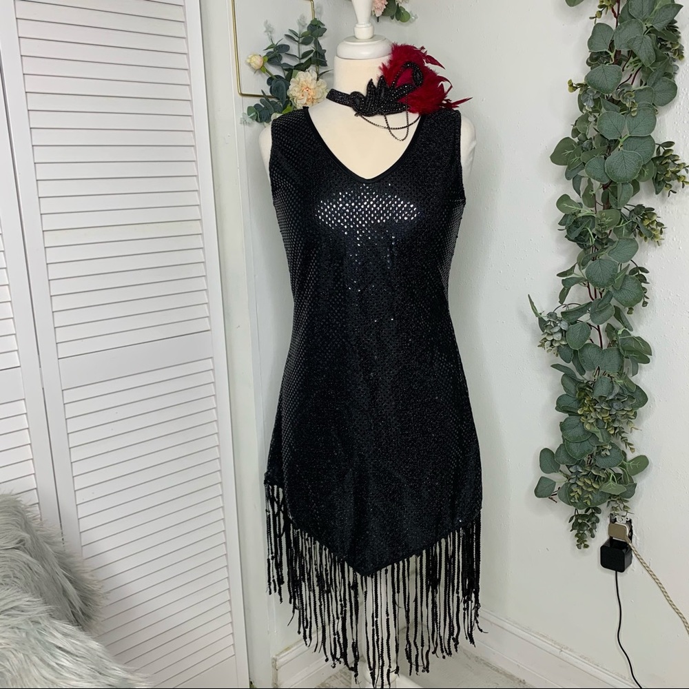 Prohibition sequins dress with headpiece